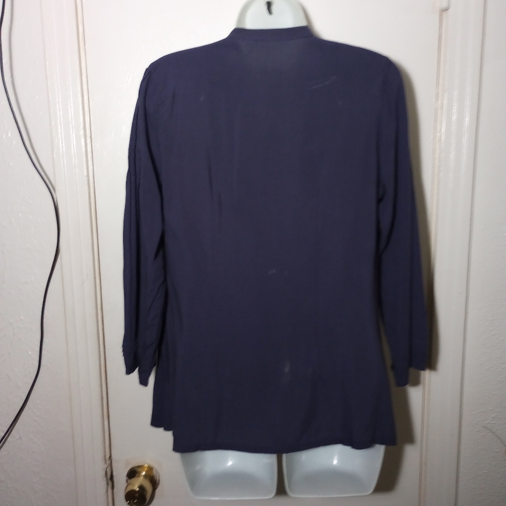 NWTAnthropologie SOLITAIRE BY RAVI KHOSLA Navy Crochet Peasant Blouse Size Small - Picture 14 of 14
